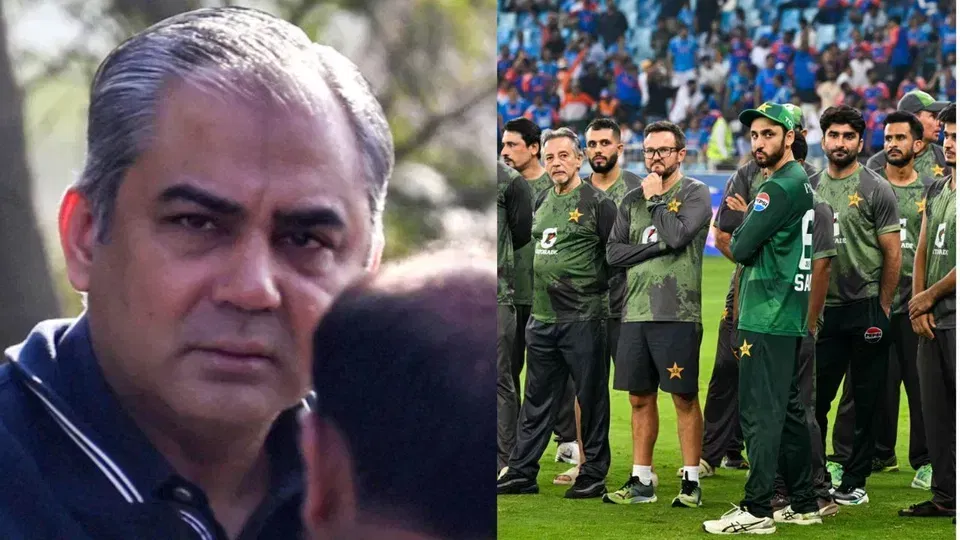 Mohsin Naqvi and Pakistan team [Source: AFP]